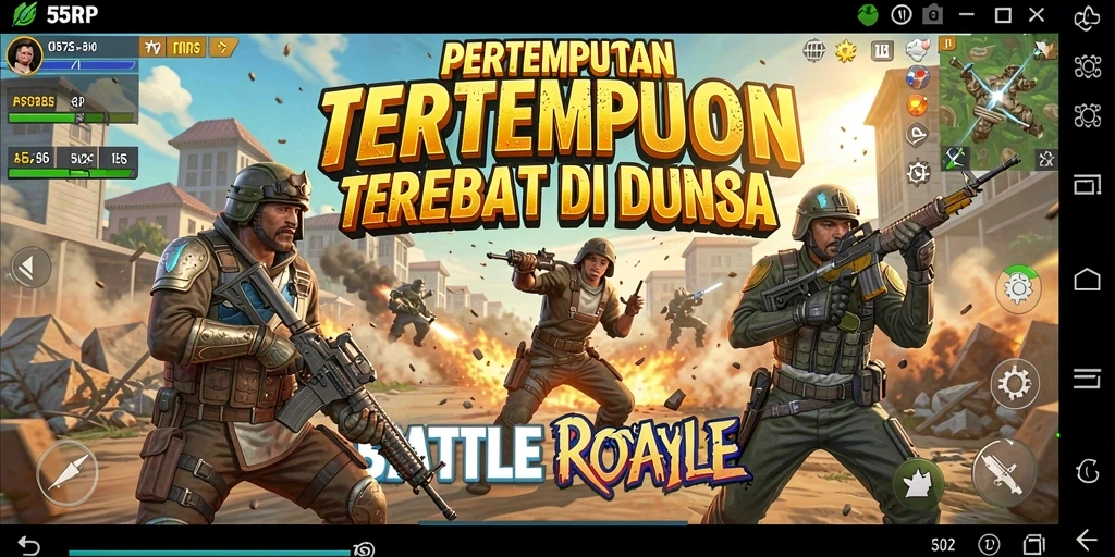 Screenshot gameplay 55RP dengan aksi menegangkan di medan perang.