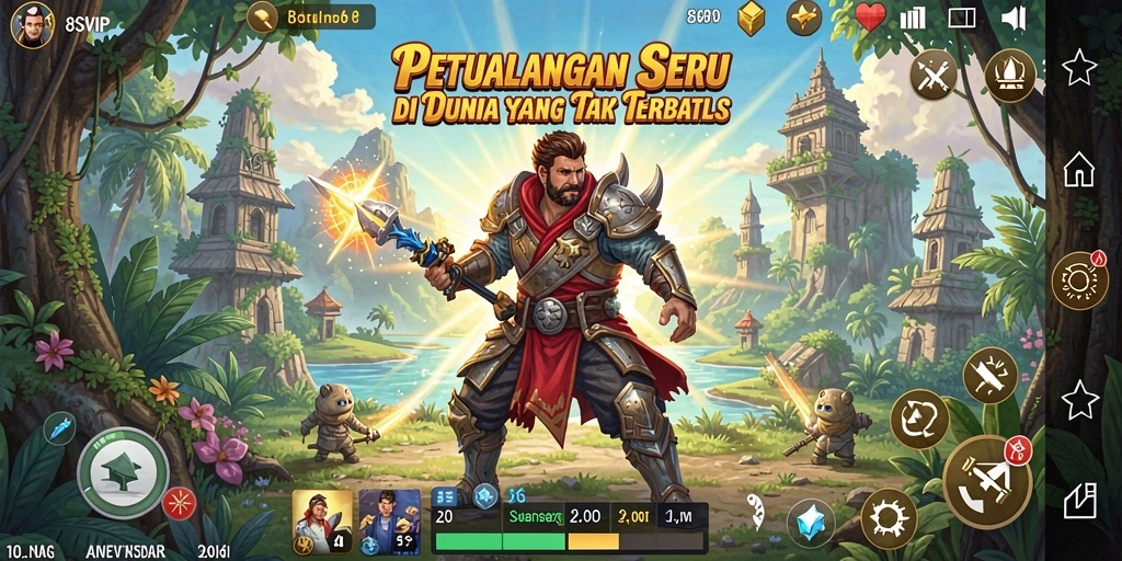 Screenshot gameplay 8SVIP menampilkan karakter beraksi di dunia petualangan yang menyenangkan.