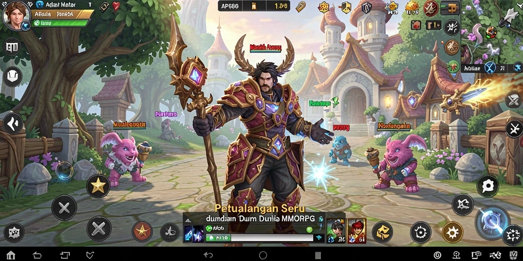 Tampilan gameplay seru dalam dunia MMORPG yang penuh petualangan.