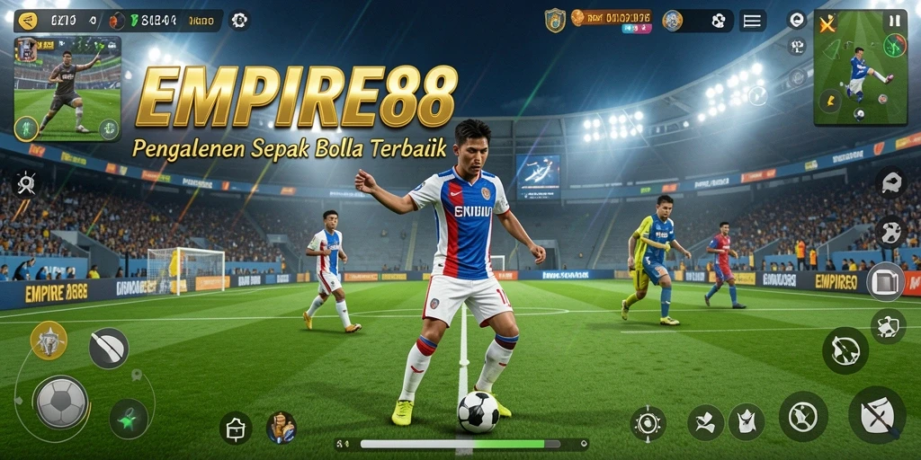 Screenshot gameplay EMPIRE88 dengan aksi sepak bola seru.
