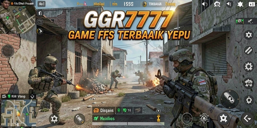 Tampilan seru dari gameplay GGR7777 di arena pertempuran FPS.