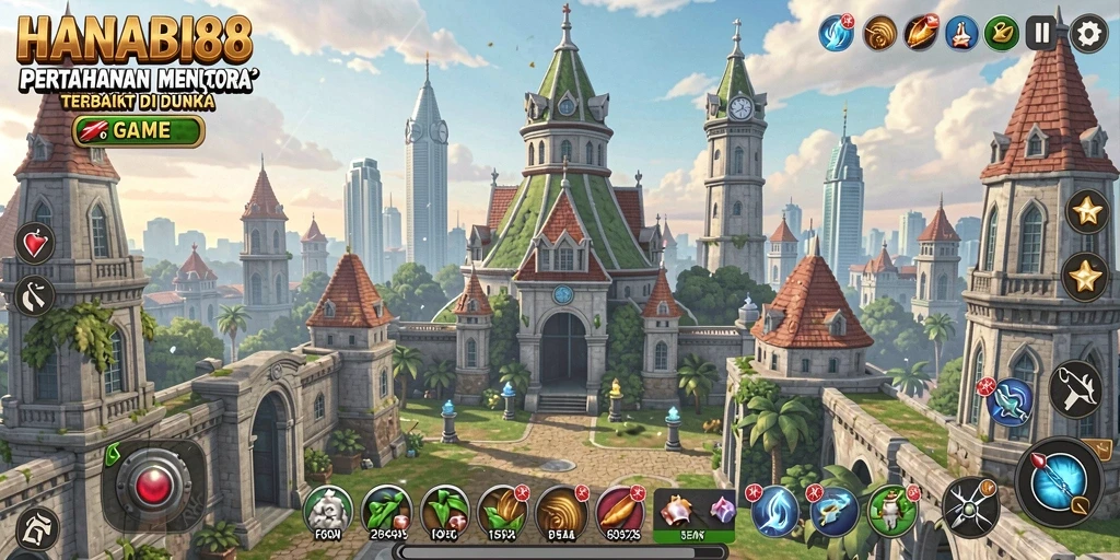 Tampilan gameplay menegangkan dari HANABI88 di genre Tower Defense.