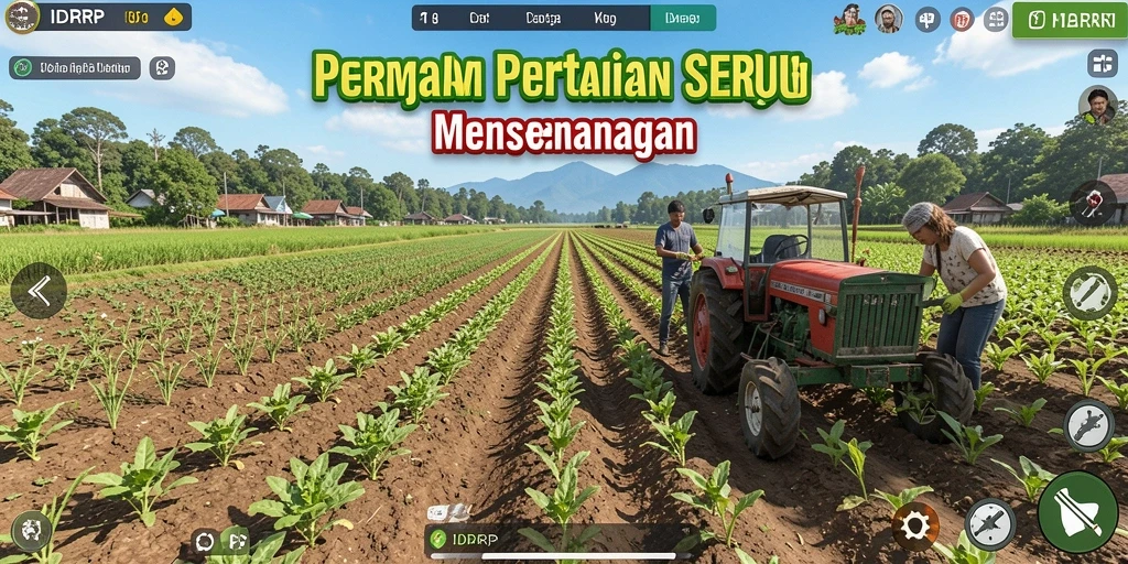 Tangkapan layar gameplay IDRRP menampilkan suasana pertanian yang menawan.