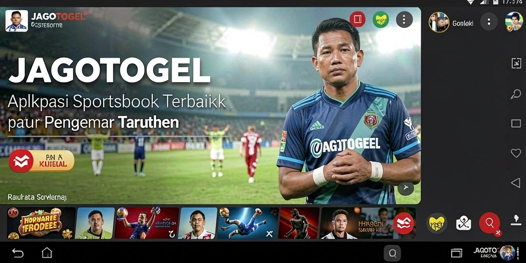 Screenshot utama JAGOTOGEL menampilkan antarmuka aplikasi taruhan olahraga.