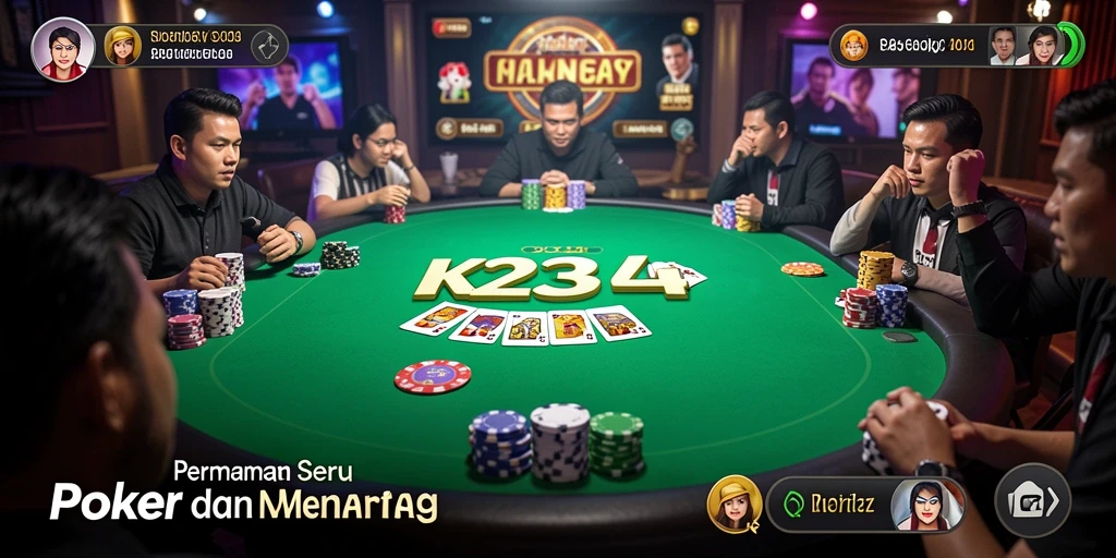 Gameplay K234 dengan aksi seru permainan poker.