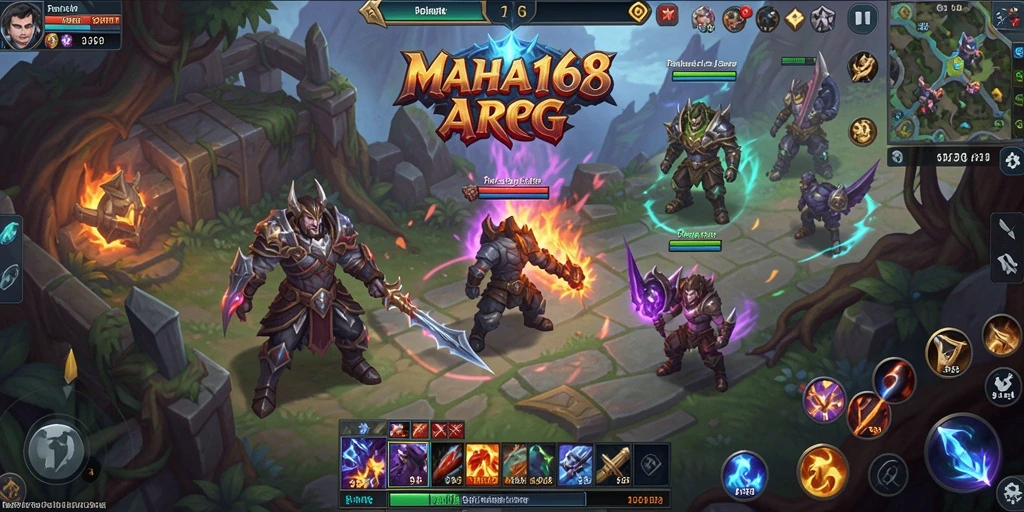 Screenshot utama MAHA168 menunjukkan aksi petualangan ARPG yang mendebarkan.