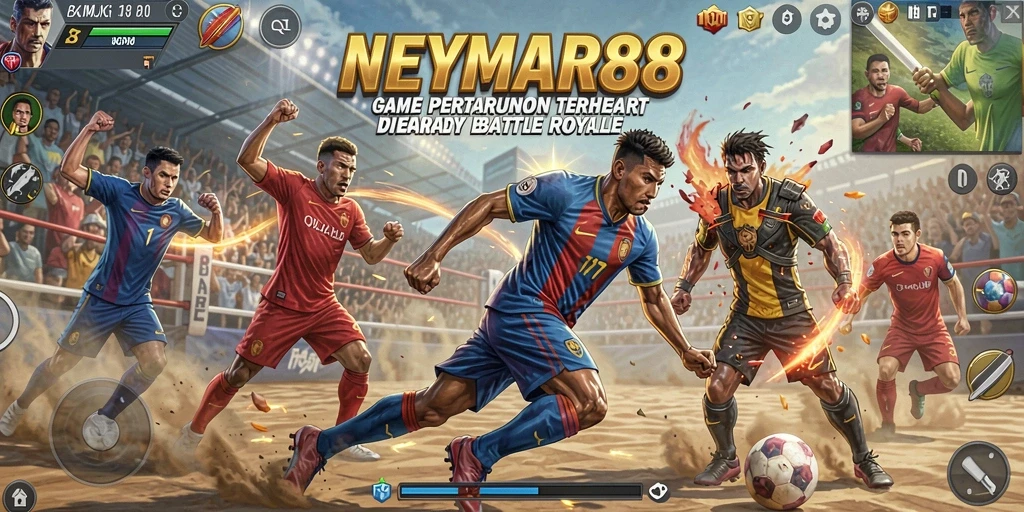 Tampilan dinamis gameplay seru di NEYMAR88 Battle Royale.