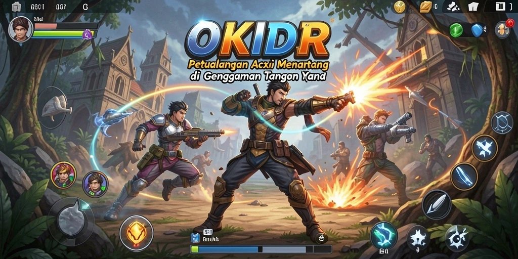 Tangkapan layar utama OKIDR menampilkan aksi seru dalam gameplay.