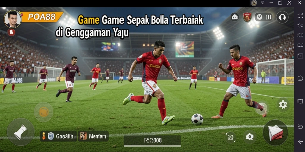 Screenshot gameplay POA88 menampilkan aksi seru di lapangan sepak bola.