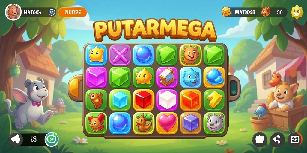 Gameplay PUTARMEGA yang seru dan penuh warna.