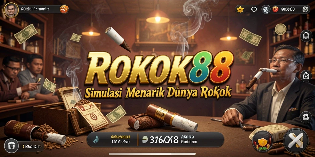 Tangkapan layar gameplay ROKOK88 menampilkan dinamika simulasi bisnis rokok.