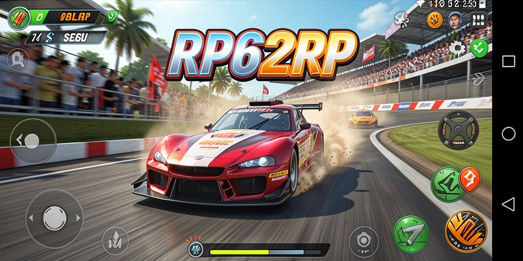 Tampilan seru dari gameplay RP62RP dalam balapan yang mendebarkan.