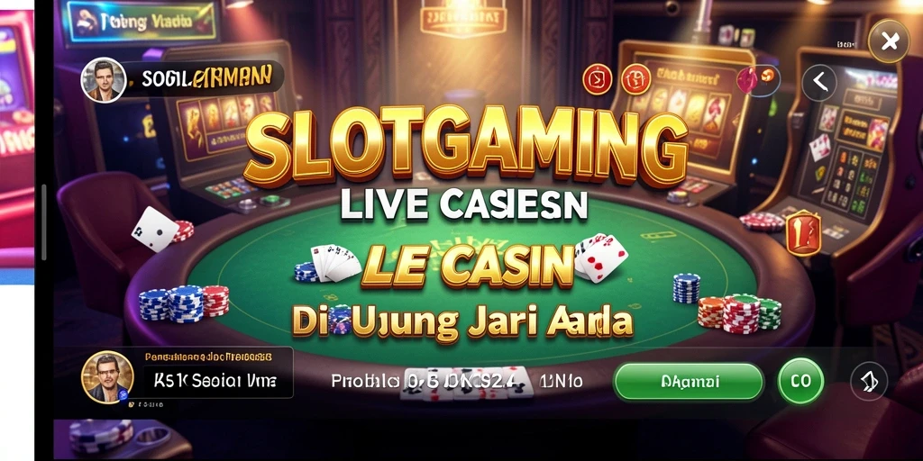 Screenshot menunjukkan dealer langsung sedang bermain di dalam game Live Casino.