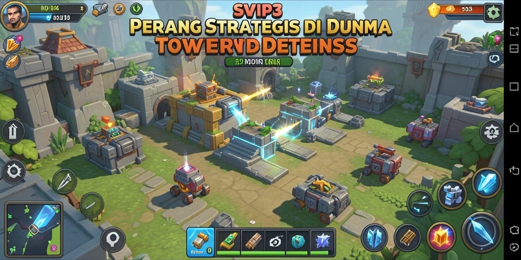 Screenshot SVIP3 dengan aksi seru di gameplay Tower Defense.