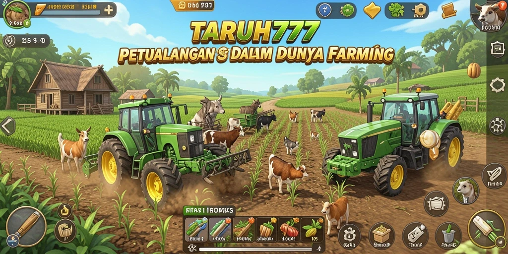 Tangkapan layar gameplay TARUH777 yang menunjukkan aktivitas bertani yang seru.